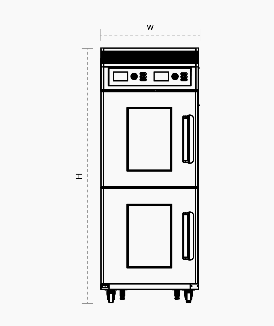 Top/bottom 2 door - 2 controller Dough Conditioner floor plan images